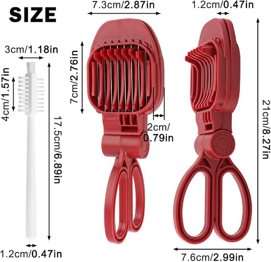 Fruit Slicer Hand-Held, Strawberry, Banana Slicester, Mushroom & Egg Slicer for Hard Boiled Eggs with Stainless Blades, Dishwasher Safe, Includes 1 Cleaning Brush for Home Cooking