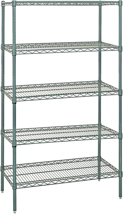 QUANTUM STORAGE SYSTEMS WR54-1848P-5 Starter Kit Wire Shelves Green Epoxy 5 Shelves 54" H x 48" W x 18" D