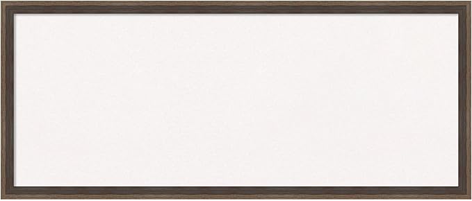 Amanti Art White Cork Board for Wall, 13x31 Vision Board with Brown Wood Frame, Medium Corkboard Office Decor for Home Organization, Modern Contemporary Corkboard Pinboard to display items for home