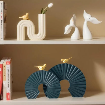 Minimalist Round Statue Above Cabinet Decor Kitchen, Modern Decorative Sculpture Home Decorations for Living Room Coffee Table, Office Decor Items, Center Pieces Decoration (Olive)