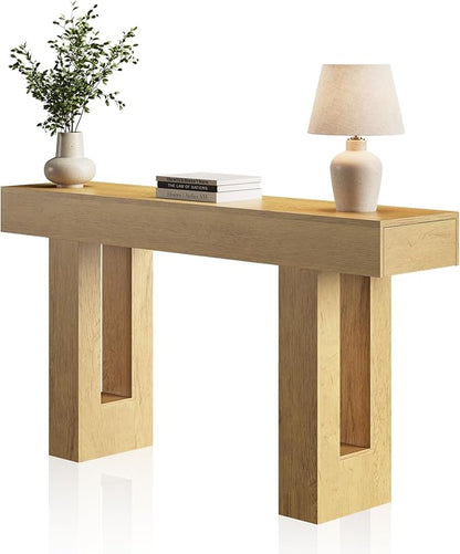 63 Inches Long Console Table for Entryway with Drawers, Wooden Sofa Table Behind Couch, Entry Table for Living Room, Foyer, Hallway, Natural