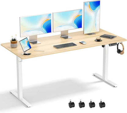 63 x 28 Inch Electric Standing Desk Adjustable Height, Sit Stand Desk, Stand up Desk for Home Office, Computer Workstation (Spliced Desktop,Oak)