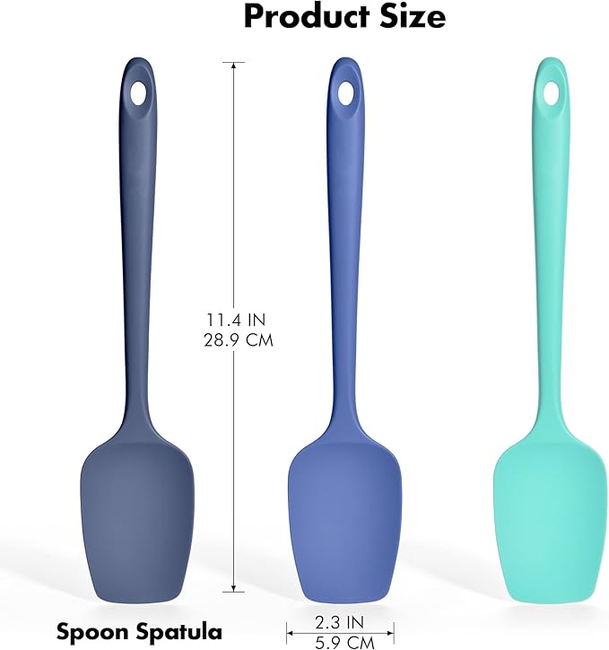 Ironberry Silicone Spoonula Set: 600ºF Heat Resistant Food Grade Cooking Baking Utensils, Kitchen Flexible Nonstick Rubber Pan Spoon Spatula for Mixing, Scrambling, Scooping (3 Pieces, Multicolor 4)