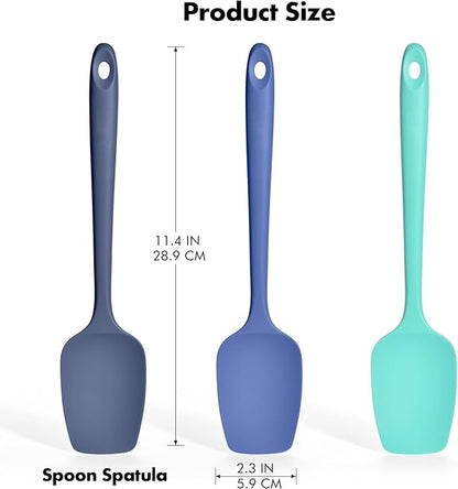 Ironberry Silicone Spoonula Set: 600ºF Heat Resistant Food Grade Cooking Baking Utensils, Kitchen Flexible Nonstick Rubber Pan Spoon Spatula for Mixing, Scrambling, Scooping (3 Pieces, Multicolor 4)