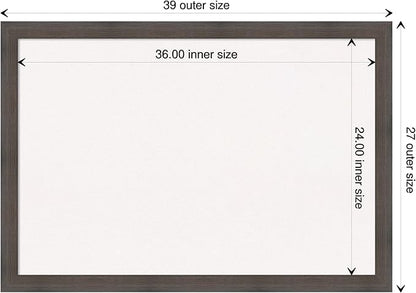 Amanti Art White Cork Board for Wall, 27x39 Vision Board with Brown Wood Frame, Large Corkboard Office Decor for Home Organization, Rustic Farmhouse Corkboard Pinboard to display items for home