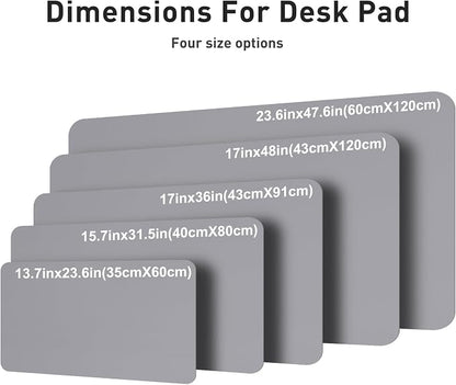 Aothia Faux Leather Desk Mat – Large Mouse Pad, Non-Slip PU Leather Blotter, Waterproof Writing Surface for Office and Home (Light Grey, 47.2" x 23.6")