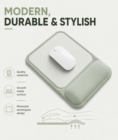 eulps Ergonomic Mouse Pad with Wrist Rest, Gel Mousepad with Soft Wrist Support, Non-Slip PU Base, Smooth Surface Mouse Pad for Wrist Pain Relief, Computer Laptop Office Home & Gaming (Sage Green)