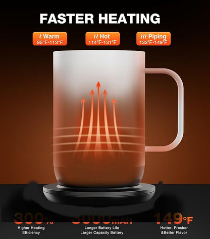 Kepwam Self-Heating Coffee Mug T1, 16oz Rechargeable Heated Coffee Mug, Smart Coffee Warmer Mug with App-Controlled,Advanced Temperature-Controlled Heating Coffee Gifts for Women Men Coffee Lover