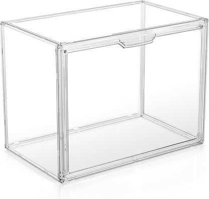Clear Plastic Storage Bins - Acrylic Display Case with Magnetic Door, Purse Organizer for Closet: Stackable Display Box for Collectibles, Book, Cosmetic, Figures Showcase(1 Pack)