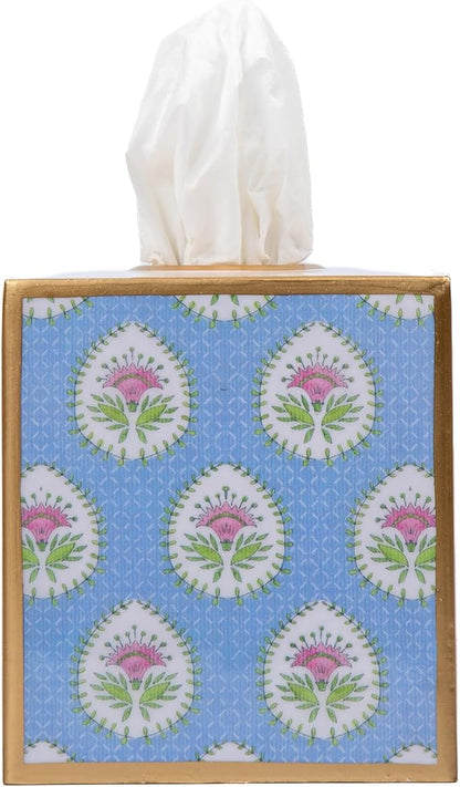 Daphne Enameled Multi-Color Square Metal Tissue Box Cover for Bathroom, Vanity, Bedroom, Home Office