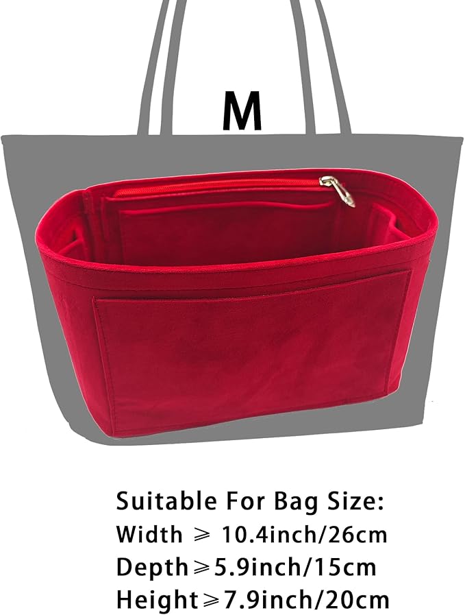 Purse Organizer Insert, Suede Bag Organizer Handbag Tote Shaper, Suede Material, Soft and Non Damaging Bag (Beige, Medium)