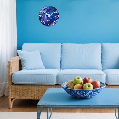 peacoblue Wall Clocks Battery Operated 12 Inch Light Geometric Pattern Glass Round Wall Clock Non Ticking for Kitchen Living Room Dining Room Bedroom and Bathroom Decor (Battery not Included)