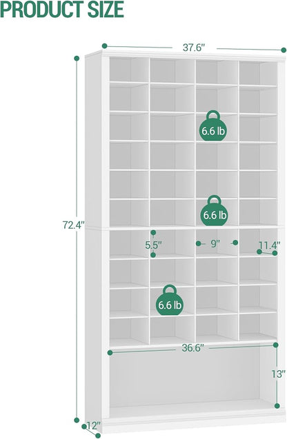 Hzuaneri 11 Tiers Shoe Storage Cabinet, Tall Shoes Cabinet with Cubby, Freestanding Wooden Shoe Organizer, 40-44 Pairs, Shoes Cubby Organizer for Entryway, Bedroom, White SR59303X
