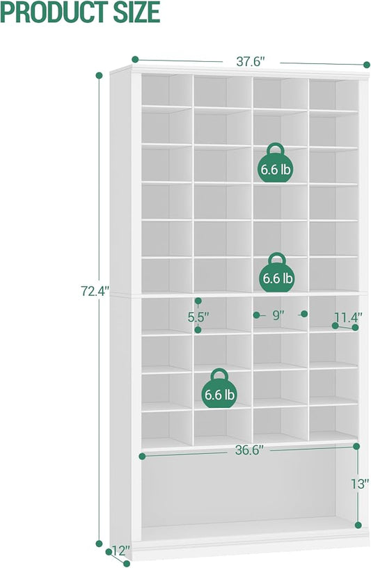 Hzuaneri 11 Tiers Shoe Storage Cabinet, Tall Shoes Cabinet with Cubby, Freestanding Wooden Shoe Organizer, 40-44 Pairs, Shoes Cubby Organizer for Entryway, Bedroom, White SR59303X