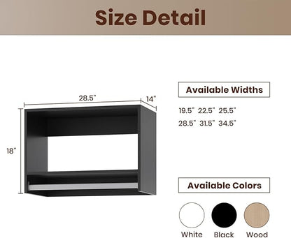 ROOMTEC 28.5" Tall Hanging Closet Unit, Modular Closet System with Hanging Rod, Wardrobe Organizer for Bedroom or Walk-in Closet, Wall Mounted, Customizable Clothes Storage Unit, Black