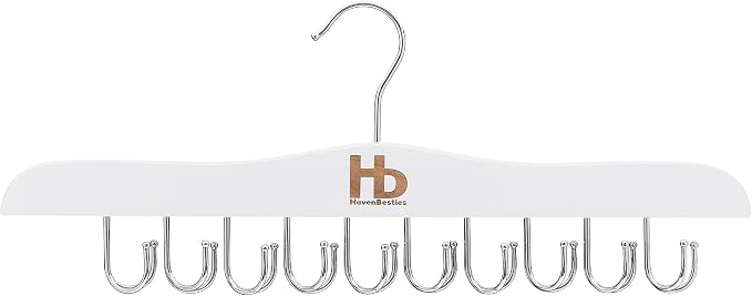 Large Bra Hanger and Bra Organizer for Closet – Tank Top Hanger Space Saving for House, Dorm, Apartment - Foldable Wooden for Closet Organizer– with 20 Hook - Lotus Wood, White, 1 Pack