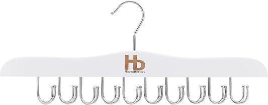 Large Bra Hanger and Bra Organizer for Closet – Tank Top Hanger Space Saving for House, Dorm, Apartment - Foldable Wooden for Closet Organizer– with 20 Hook - Lotus Wood, White, 1 Pack