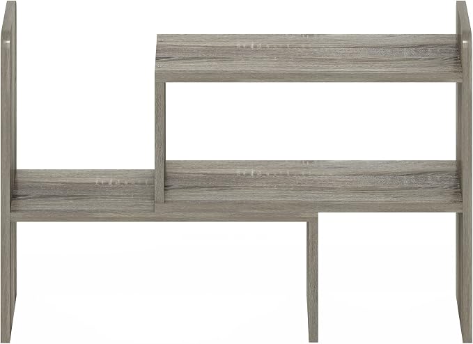 Furinno Classic Desk Organizers and Accessories, Office Organization, Desk Top Book Shelf, for Office Supplies, Office Desk Accessories, Grey Oak