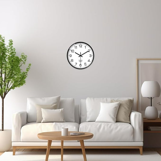 XNM Minimalist Wall Clocks Battery Operated 12 Inch Classic White Analog Wall Clock for Living Room Bedroom Round Silent Wall Clock