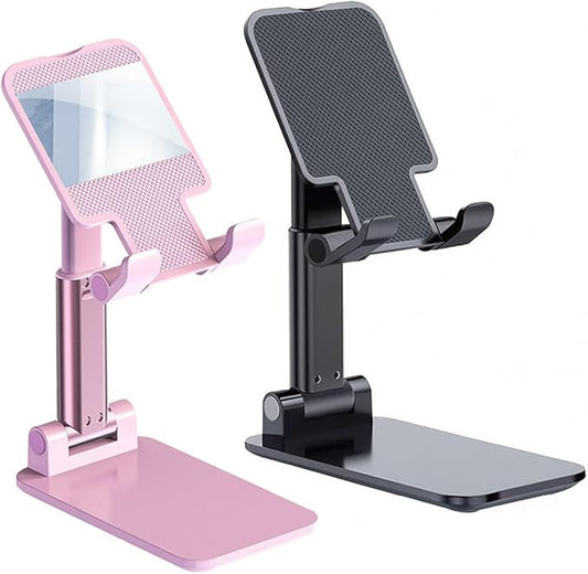 Meetuo 2 Pcs Cell Phone Stand for Desk, Adjustable & Foldable Phone Holder | Adjustable Angle Height, Fully Foldable&Portable, Compatible with iPhone/Smartphones