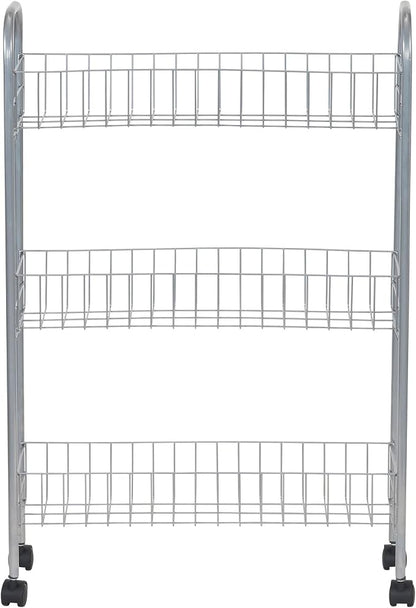 Household Essentials Slim Storage Cart, 3 Shelf Storage Cart with Wheels, Perfect for Laundry Rooms, Bathrooms, Pantries, Kitchens and More