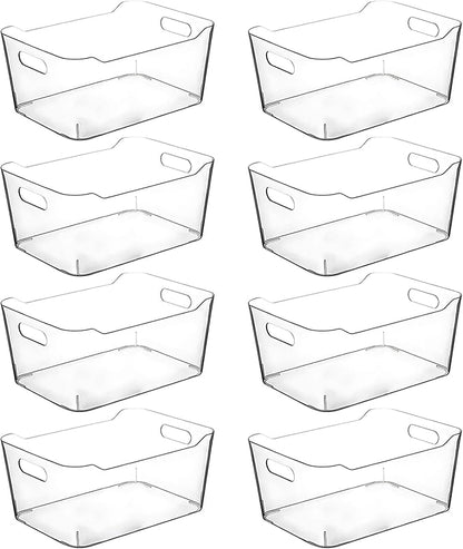 CONTROL KITCHEN Clear Plastic Storage Bins for Kitchen Organization or Pantry Organizers and Storage, Freezer Organizer Storage Containers Bin for Organizing Refrigerator Cabinet Organizers (8, Large)