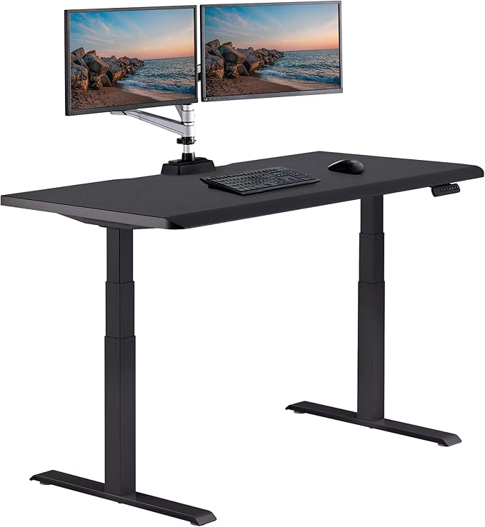 Vari ComfortEdge 60x30 Inch Adjustable Electric Standing Desk – Sit Stand VariDesk with Memory Presets, Sloped Edge, 200 LB Capacity + Tool-Free Assembly (Black Top/Black Legs)