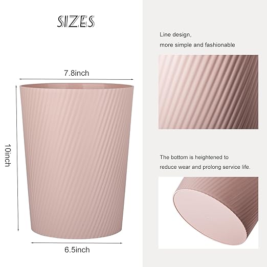 UUJOLY Small Trash Can Wastebasket Garbage Can Container Bins for Bathrooms, Laundry Room, Kitchens, Offices, Kids Rooms, Dorms (Pink)