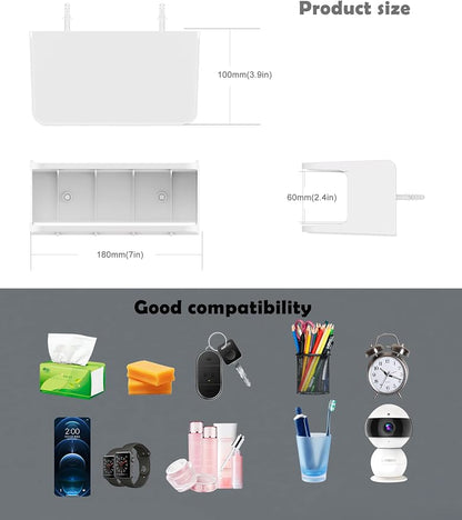 Bedside Shelf Accessories Organizer for Bedroom Bedside Wall Organizer Universal Bedside Shelf Wall Mount for Glasses/Remote/Earphone/Cell Phone and More (White)