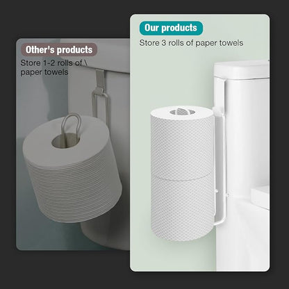 Conworld Toilet Paper Storage for 2 Roll Tissue, Over The Tank Toilet Paper Holder, Stainless Steel Rustproof Toilet Paper Holder Wall Mount, for Rv, Bathroom Storage and Organization, White, 1 Pack