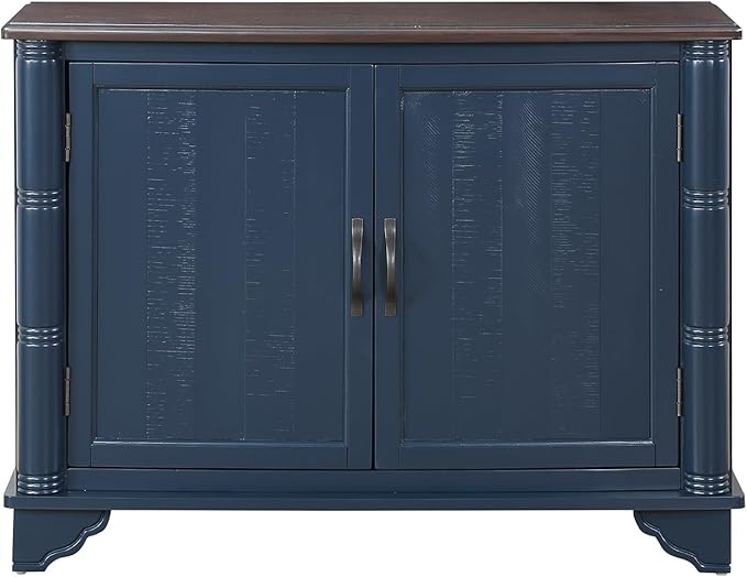 40" Solid Wood Buffet Storage Cabinet,Vintage Console Table with Adjustable Shelf,Retro Sofa Table with Solid Pine Wood Legs for Living Room,Entryway,Blue