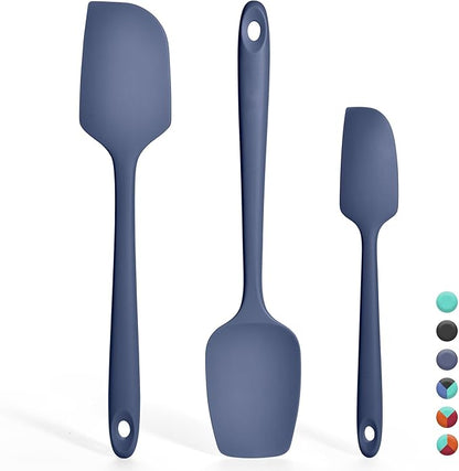 3 Pieces Silicone Spatula Set: Ironberry 600ºF Heat Resistant Food Grade Cooking & Baking Utensils, Kitchen Flexible Nonstick Rubber Scraper for Scraping, Mixing, Scrambling, Flipping (Midnight Blue)