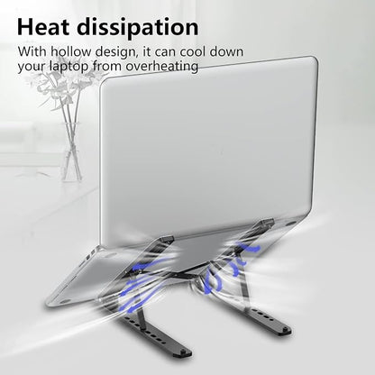 Tonmom Laptop Stand for Desk, Adjustable Laptop Riser ABS+Silicone Foldable Portable Notebook Holder, Ventilated Cooling Notebook Mount Computer Stand for 10-15.6” Laptops,Tablets-Black