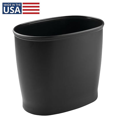 iDesign Slim Plastic Bathroom Trash Can, Small Garbage Bin for Bedroom, Office, Desk, Dorm, Black