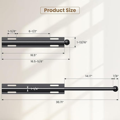 Supforce 16.5" Valet Rod for Closet Pull Out, Retractable Slide Out Valet Rod Closet Organization, Aluminum Valet Clothing Hanger Rods Perfect for Suits, Dresses & Freshly Pressed Clothes, Black
