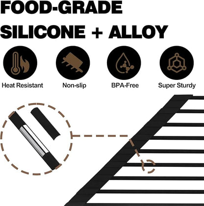 Mistifi Full Silicone-Coated Triangle Roll-Up Dish Drying Rack with Steel Core for Sink Corners – Multipurpose Over-The-Sink Kitchen Drainer & Space-Saving Organizer (Black)