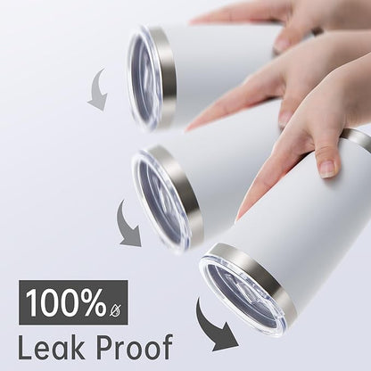 20 oz Tumblers Bulk Stainless Steel Tumbler with Lid Double Wall Vacuum Insulated Coffee Mug 20oz Powder Coated Cup for Hot and Cold Drinks, White, 12 pack