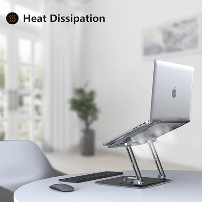 JOYEKY Laptop Stand for Desk, Adjustable Computer Stand with 360° Rotating Base, Ergonomic Laptop Riser for Collaborative Work, Foldable & Portable Laptop Stand, fits for All 10-16" Laptops