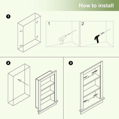 Recessed Medicine Cabinet for Bathroom Cabinet with Storage,14x24 in Wall Shower Niche Insert,3-Tier Bathroom Niche for Shower Wall,Recessed Niches Insert for Drywall,Imitation Natural