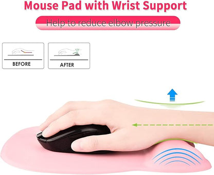 EooCoo Ergonomic Mouse Pad with Wrist Support, Mousepad with Memory Foam Wrist Rest and Non-Slip Base for Computer, Cafe, Home & Office, 9.64 x 8.26 in Office Desk Accessories