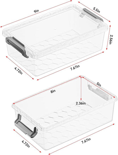 BiuLeon 4 Pack Extra Large Pencil Box, Plastic Pencil Case Organizer, Clear Crayon Box Marker Organizer, Stackable Craft Organizers and Storage for Pen, Craft, Art Supply(Grey)