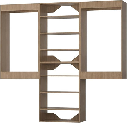 Modular Closet Organizer - 60" Wide Wardrobe Storage with Wood Towers for Walk In Closets - Wall Mounted