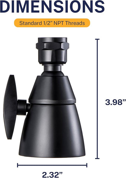 HammerHead Showers® Solid Metal 2 Inch High Pressure Shower Heads - MATTE BLACK – 2.5 GPM Shower Heads High Pressure - High Flow Shower Head with ADJUSTABLE SPRAY PATTERN - Fixed Shower Head