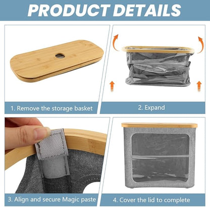 Toilet Paper Basket, Toilet Paper Storage with Lid for 12 Rolls, Collapsible Bathroom Toilets Papers Holder Organizer, Extra Toilets Roll Storage(Color:Grey)