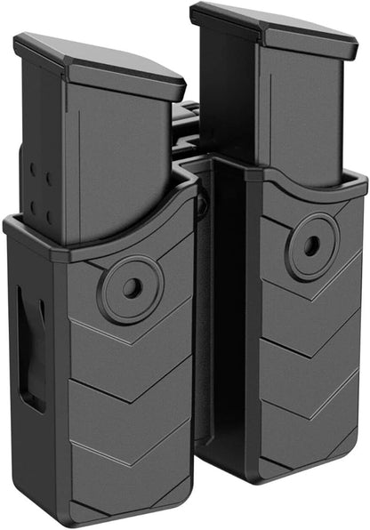 Universal Double Magazine Pouch - Dual Stack Mag Holster with Adjustable Retention for Glock, Sig Sauer, S&W, Beretta, Browning, Taurus, H&K, Springfield, Ruger Pistol Mags