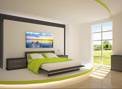 XXMWallArtFC2262 Jetty In The Sunset Lake Wall Art Canvas Prints Painting Nature Pictures Framed Landscape Paintings Canvas Wall Art for Living Room Bedroom Kitchen Home and Office Wall Decor