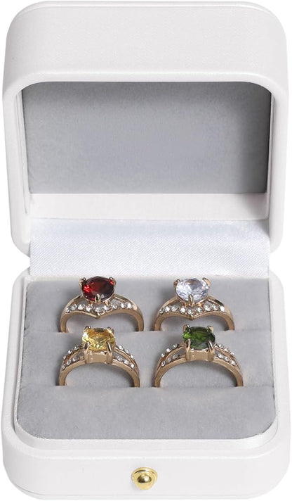 Velvet Ring Gift Box, Small Jewelry Earring Studs Holder Case for Wedding Day, Proposal, Engagement, Anniversary, Ring Display Storage Box for Women Girl (White DS)