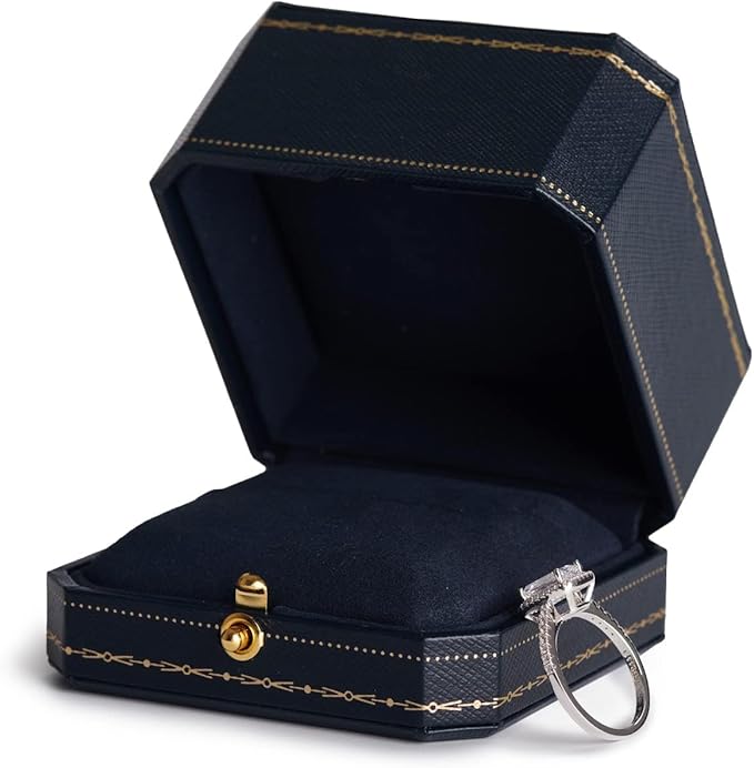Oirlv Noble Engagement Ring Box Octagonal Ring Box for Wedding Ceremony