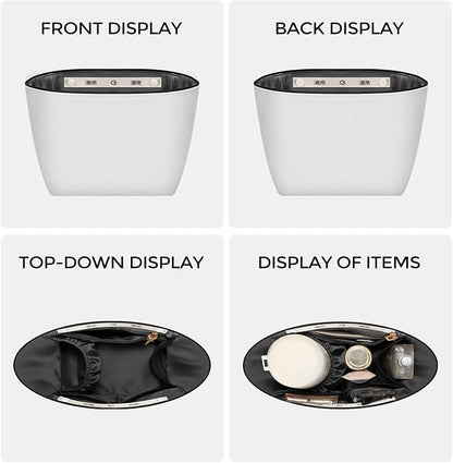 GIVLEFLY Purse Organizer Insert Fit for All In BB Tote Organizer Insert with Cup Holder, Light Weight Small Purse Liner with Built-In Zipper Pocket (Dark Gray Lining,Small)