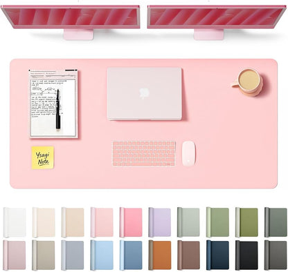 YSAGi Leather Desk Protector, Office Mat, Large Mouse Mat, Non-Slip PU Leather Blotter, Laptop Pad, Waterproof Writing Pad for Office and Home (Light Pink, 47.2" x 23.6")